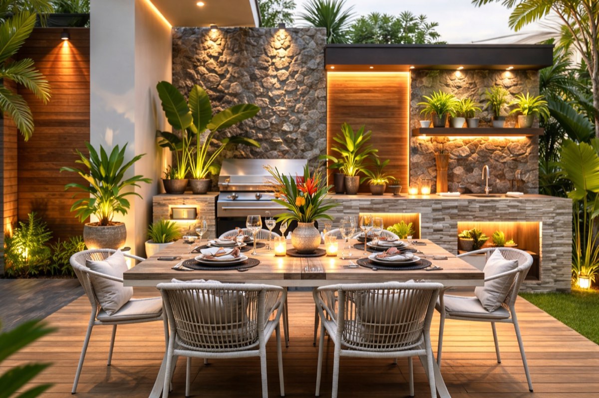 Outdoor dining and BBQ terrace